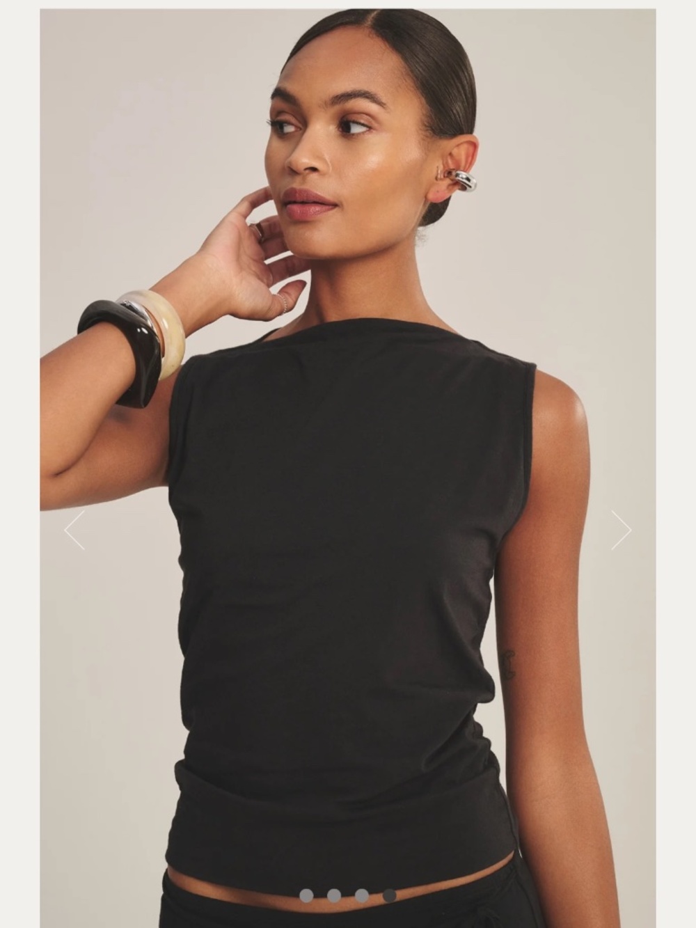 VELVET by Graham & Spencer Emilia Black Cotton Blend Sleeveless Top